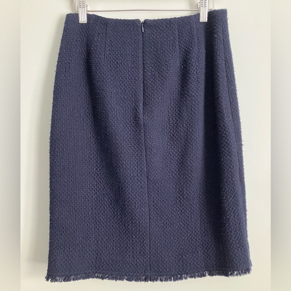 TALBOTS Navy Tweed Faux Wrap Pencil Skirt Size 2 - Picture 6 of 13